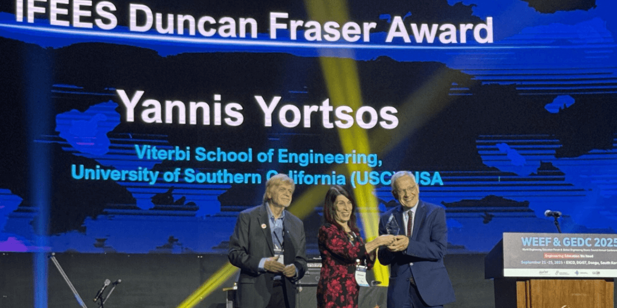 Dean Yortsos receives IFEES Duncan Fraser Award