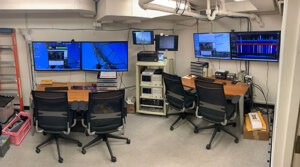 Internal layout of the ground operating station. On the left is the control station for the S-Band dish antenna, and on the right is the control station for the UHF Yagi antenna.